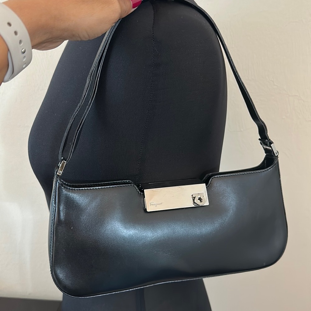 Black leather Ferragamo bag